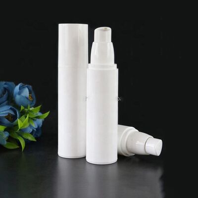 অনন্য সাদা প্রসাধনী প্যাকেজিং 50ml বৃত্তাকার প্লাস্টিকের বায়ুবিহীন বোতল
