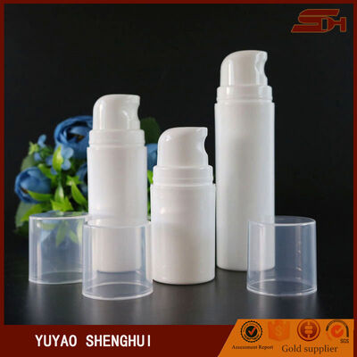 অনন্য সাদা প্রসাধনী প্যাকেজিং 50ml বৃত্তাকার প্লাস্টিকের বায়ুবিহীন বোতল